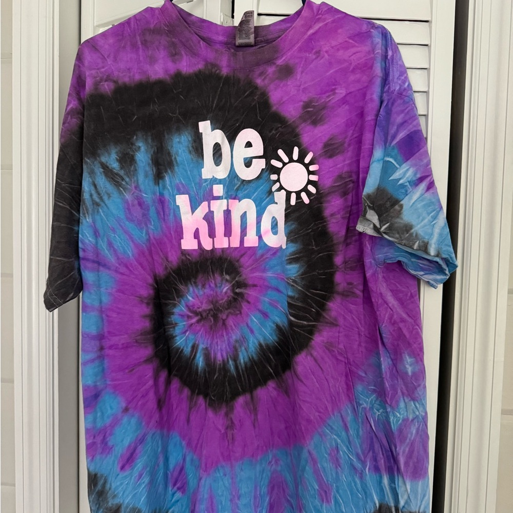 Tie-Dye Be Kind Shirt - Purple, Blue, and Black